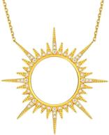 💫 shine bright: lecait sun necklace for women - sterling silver 18k gold plated rhinestone pendant logo