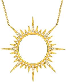 img 4 attached to 💫 Shine Bright: LecAit Sun Necklace for Women - Sterling Silver 18K Gold Plated Rhinestone Pendant