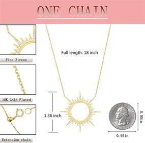 img 2 attached to 💫 Shine Bright: LecAit Sun Necklace for Women - Sterling Silver 18K Gold Plated Rhinestone Pendant