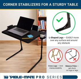 img 3 attached to 🖥️ Extra Large Folding Desk TV Tray Table - Table-Mate XL PRO with Cup Holder - 6 Adjustable Heights and 3 Angles - Electronic Device Holder - Portable Work from Home Laptop Table in Black