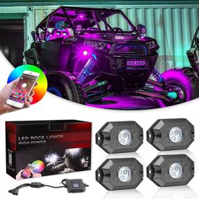img 4 attached to 🚗 Niwaker RGB LED Rock Lights Kits - 4 Pods Multicolor Neon Underglow Lights with Bluetooth Control for Truck ATV UTV SUV Boat Off Road