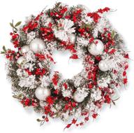 24-inch national tree company artificial christmas wreath - green evergreen decorated with frosted branches, ball ornaments, and berry clusters - stunning christmas collection логотип