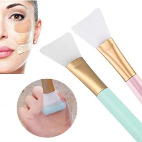 img 1 attached to 🌿 Silicone Face Mask Brush Set - 2PCS Soft Facial Mud Mask Applicator Tools for Body Lotion & Butter