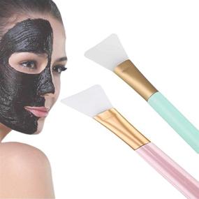 img 2 attached to 🌿 Silicone Face Mask Brush Set - 2PCS Soft Facial Mud Mask Applicator Tools for Body Lotion & Butter