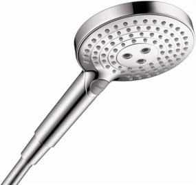 img 4 attached to Hansgrohe Raindance Select S Low Flow 5-inch Handheld Shower Head with Modern 3-Spray PowderRain, Rain, Whirl - Model 26036001