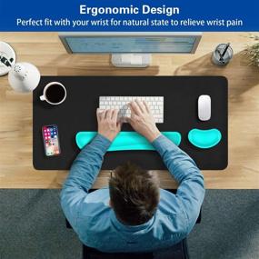 img 3 attached to 🖥️ Canjoy Keyboard Wrist Rest: Memory Foam Mouse Wrist Support Pad - Ergonomic PU Leather for Easy Typing, Pain Relief, Gaming, Home, Office, Laptop, Desktop, Computer-Green