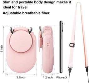 img 3 attached to JDSUMS USB Mini Fan, Hands-free Neck Fan Portable 5 Inch Hanging Fan, Rechargeable 🌬️ Battery Powered with 3-Level Speed, Necklace Fan Multi-Functional for Travel, Sports, Office and Outdoor (Pink)