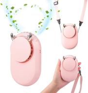 jdsums usb mini fan, hands-free neck fan portable 5 inch hanging fan, rechargeable 🌬️ battery powered with 3-level speed, necklace fan multi-functional for travel, sports, office and outdoor (pink) logo