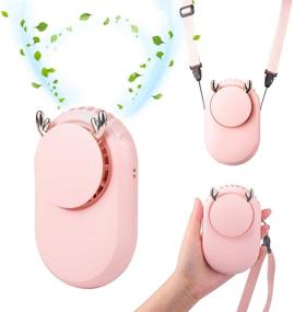 img 4 attached to JDSUMS USB Mini Fan, Hands-free Neck Fan Portable 5 Inch Hanging Fan, Rechargeable 🌬️ Battery Powered with 3-Level Speed, Necklace Fan Multi-Functional for Travel, Sports, Office and Outdoor (Pink)