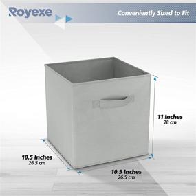 img 1 attached to 📦 Royexe 11 Inch Cube Storage Bins - Set of 8 - Fabric Organizer Baskets for Closet Shelf Organization. Foldable Cubby Boxes with Dual Handles in Light Grey