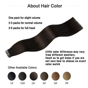 img 3 attached to 🌰 Dark Brown Remy Human Hair Tape-In Extensions - Silky Straight Hair Extensions for Women - 20 Pcs/Package (18 Inch, #2, 40g)