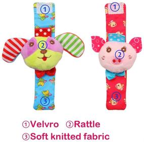 img 2 attached to FunsLane Baby Rattle and Foot Finder Socks Toy Set - Educational Development Soft Animal Toy Shower Gift with Puppy and Piggy - 4 Packs