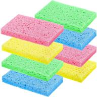 🧽 chuangdi kitchen cleaning scrubbing sponge, cellulose dish sponge for tough stain removal, grease, non-scratch on windows non-stick pans, assorted colors, size 12 x 7.6 x 1.5 cm (8 pieces) logo