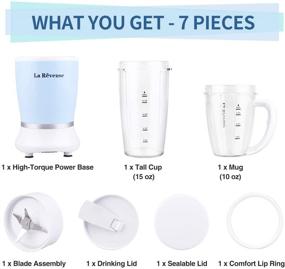 img 3 attached to La Reveuse Personal Size Blender: Powerful 250 Watts for Shakes, Smoothies, Sauces - Includes 15 oz Cup & 10 oz Mug - BPA Free (Sky Blue)