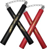 zalani nunchucks: safe foam rubber training nunchakus with steel swivel chain (black+red) логотип