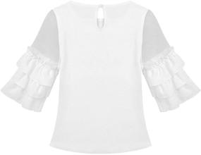 img 3 attached to 🌸 Agoky Spring Girls' Clothing: Trendy Sleeves Splice Blouse for Stylish Tops, Tees & Blouses