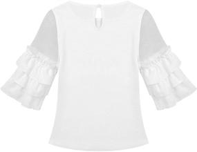 img 2 attached to 🌸 Agoky Spring Girls' Clothing: Trendy Sleeves Splice Blouse for Stylish Tops, Tees & Blouses