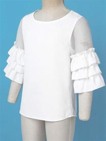 img 1 attached to 🌸 Agoky Spring Girls' Clothing: Trendy Sleeves Splice Blouse for Stylish Tops, Tees & Blouses