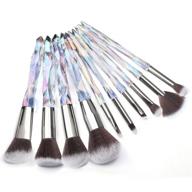 adpartner 10pcs crystal style makeup brush set - premium synthetic bristles for professional face foundation, concealer, blush, eye shadow and more - popular cosmetic brush tool logo