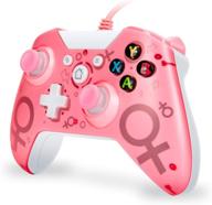 🎮 fuxinya wired controller for xbox one, one s, one x, one elite, windows pc - usb wired gamepad with headset jack, pc game controller [2021 newest version] - pink logo