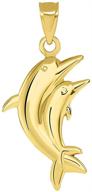 🐬 captivating 14k yellow gold two dolphins vertical pendant - symbol of unity and graceful harmony logo