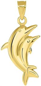 img 2 attached to 🐬 Captivating 14k Yellow Gold Two Dolphins Vertical Pendant - Symbol of Unity and Graceful Harmony