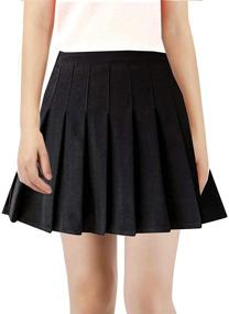 img 4 attached to Solid Plaid Pleated Mini Skirt for Women and Girls - Golden Service School Uniforms