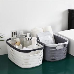 img 1 attached to Versatile White Plastic Storage Basket: Ideal Pantry, Shower, and Office Organizer with Handle