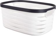 versatile white plastic storage basket: ideal pantry, shower, and office organizer with handle logo