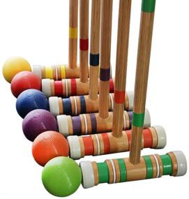 img 2 attached to Premium Juegoal Six Player Croquet Set - Wooden 🎯 Mallets & Colorful Balls for Lawn, Backyard, and Park Fun!