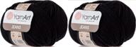 🧶 lot of 2 skein 100g 350yds knitting yarn, yarnart jeans yarn 2 sport yarn (53 black) - amigurumi cotton yarn, 55% cotton 45% acrylic blend logo