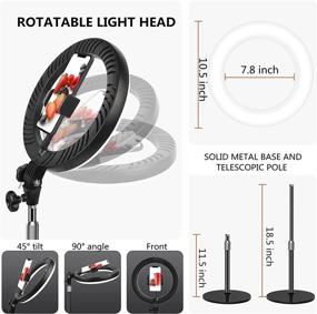 img 2 attached to 💡 Enhance Your Zoom Meetings with the Desk Phone Ring Light - 10.5'' Computer Ring Light for Laptop Video Conferencing, Video Calls, Makeup, Video Recording, and Photo Lighting, Complete with Light Stand and Phone Holder