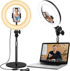 img 4 attached to 💡 Enhance Your Zoom Meetings with the Desk Phone Ring Light - 10.5'' Computer Ring Light for Laptop Video Conferencing, Video Calls, Makeup, Video Recording, and Photo Lighting, Complete with Light Stand and Phone Holder