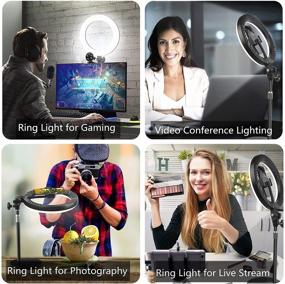 img 3 attached to 💡 Enhance Your Zoom Meetings with the Desk Phone Ring Light - 10.5'' Computer Ring Light for Laptop Video Conferencing, Video Calls, Makeup, Video Recording, and Photo Lighting, Complete with Light Stand and Phone Holder
