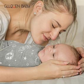 img 3 attached to GLLQUEN BABY Newborn Swaddles Пеленальный спальный мешок, Серый Звездное небо и Астронавт - Набор из 3-х регулируемых обертываний для младенца (0-3 месяца)