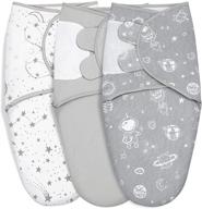 gllquen baby newborn swaddles пеленальный спальный мешок, серый звездное небо и астронавт - набор из 3-х регулируемых обертываний для младенца (0-3 месяца) логотип