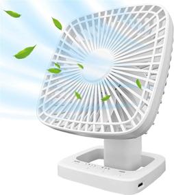 img 4 attached to Eleventree Portable Rechargeable Fans - Timer, 4-Speed Battery Operated Mini Fan for Home Office Bedroom Travel Hiking - White (5000mAh)