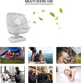 img 1 attached to Eleventree Portable Rechargeable Fans - Timer, 4-Speed Battery Operated Mini Fan for Home Office Bedroom Travel Hiking - White (5000mAh)