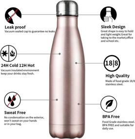 img 2 attached to 🧴 JEAREY 17oz Stainless Steel Water Bottle - Double Walled Vacuum Insulated Sports Flask for Travel - Cola Shape - BPA Free