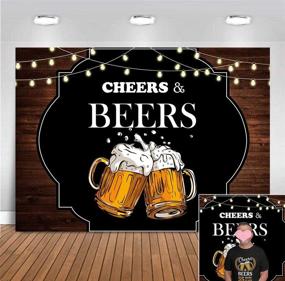 img 4 attached to 📷 Vintage Rustic Wooden Board Photography Backdrop: 7x5ft Cheers and Beers Mug Photo Background for Birthday Party Decorations