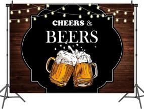 img 3 attached to 📷 Vintage Rustic Wooden Board Photography Backdrop: 7x5ft Cheers and Beers Mug Photo Background for Birthday Party Decorations