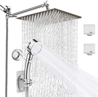 🚿 high pressure 10'' rainfall shower head combo with extension arm and handheld showerhead - chrome finish logo