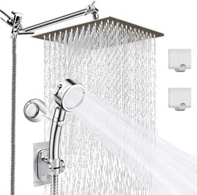 img 4 attached to 🚿 High Pressure 10'' Rainfall Shower Head Combo with Extension Arm and Handheld Showerhead - Chrome Finish