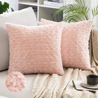 miulee pack of 2 decorative throw pillow covers - faux fuzzy fur luxury for super soft 🛋️ cushioning - peach pink cases for couch, sofa & bedroom - 18 x 18 inch (45 x 45 cm) логотип