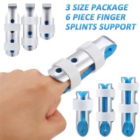 img 1 attached to 🤞 Metal Finger Splints - Effective Finger Support and Joint Fixation for Adults and Children, 6 Pieces, 3 Sizes (Blue)