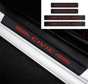 img 4 attached to GEERUI Advanced Threshold Protection Sticker: Reflective Carbon Fiber Vinyl for Honda Civic - Red (4PCS)