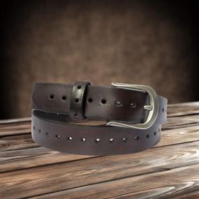 img 2 attached to 👗 Stylish Vintage Leather Women's Fashion Belt: Tan/DB/BLK, Multiple Holes for Perfect Fit!