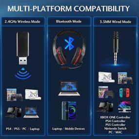 img 2 attached to BEAVIIOO Wireless Gaming Headset with Mic - 2.4G for PC/PS4/PS5, 50 Hours Battery, USB & Bluetooth Connectivity