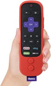 img 1 attached to SIKAI Silicone Case For Roku Ultra 2018 Remote Shockproof Protective Cover For Roku Ultra 4661R With Power Button Remote Jack Hole Cutout Anti-Slip Anti-Lost With Hand Strap (Red)