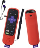 sikai silicone case for roku ultra 2018 remote shockproof protective cover for roku ultra 4661r with power button remote jack hole cutout anti-slip anti-lost with hand strap (red) logo